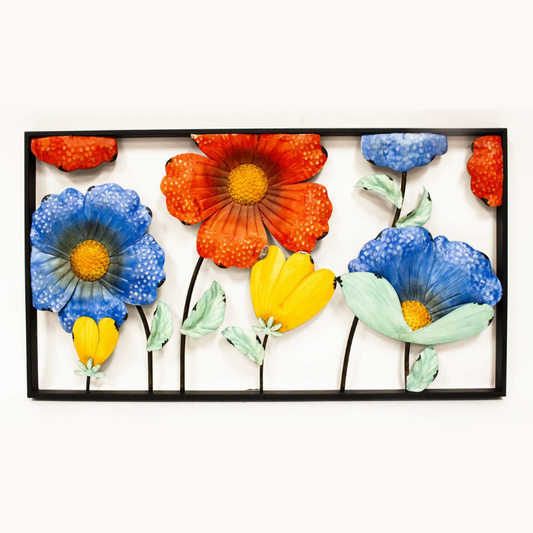 Flowers in Black Frame - Metal Wall Decor