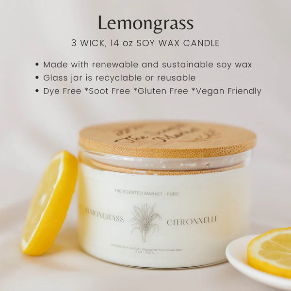 Pure LEMONGRASS - Soy Wax Candle 14 oz
