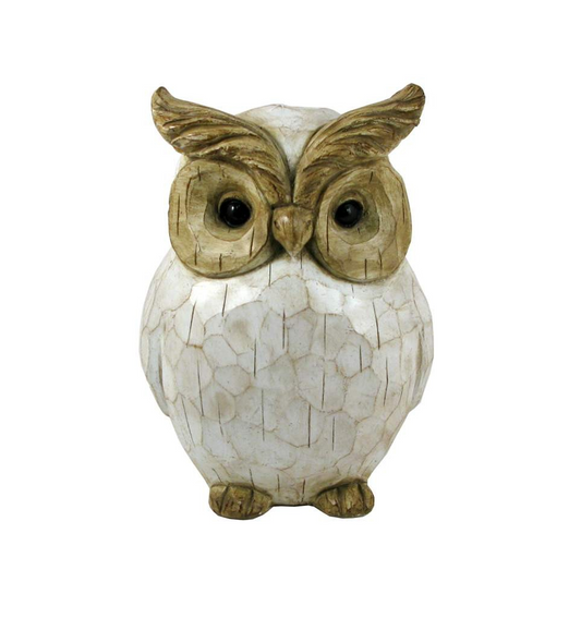 Distressed Carved Wood Owl - Large