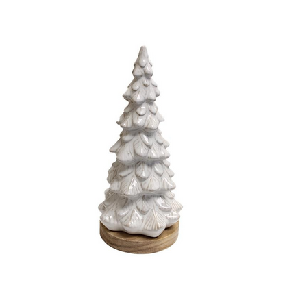 White Christmas Tree on Wood Base