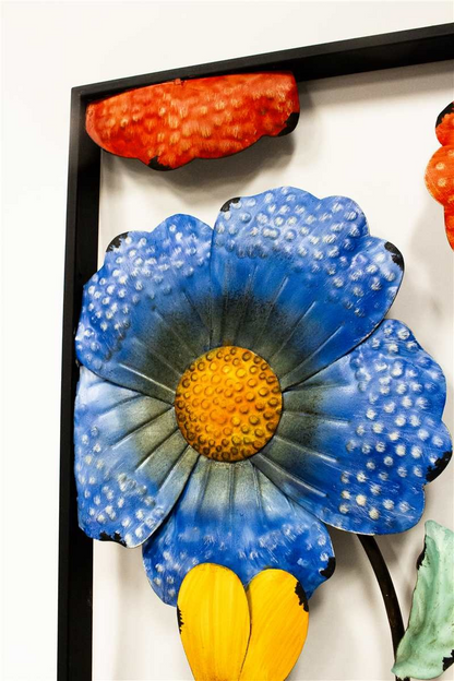 Flowers in Black Frame - Metal Wall Decor