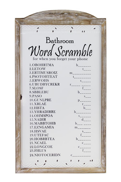 Bathroom Word Scramble - Sign