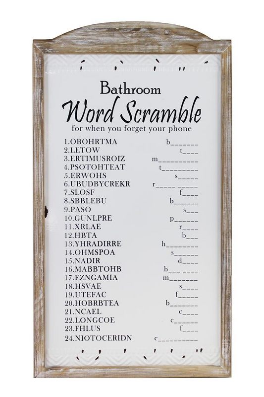 Bathroom Word Scramble - Sign