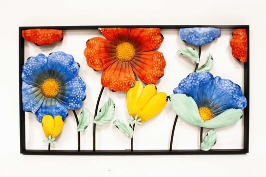 Flowers in Black Frame - Metal Wall Decor