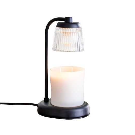 Fluted Glass Black Candle Warmer Lamp